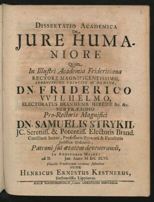 Dissertatio Academica De Iure Humaniore