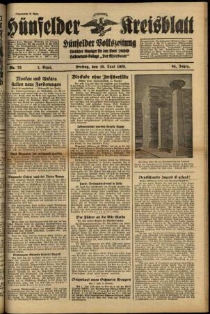 Erste Ausgabe vom Freitag, den 16. Juni 1939.