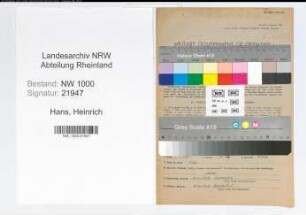 Entnazifizierung Heinrich Hans, geb. 10.08.1907 (Postassistent)