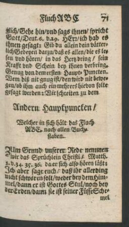 Andern Hauptpunckten/ Welcher in sich hält das Fluch ABC. nach allen Buchstaben.