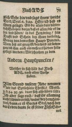 Andern Hauptpunckten/ Welcher in sich hält das Fluch ABC. nach allen Buchstaben.