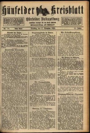 Erste Ausgabe vom Dienstag, den 17. November 1925.