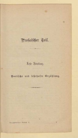 Erste Abteilung. Poetische und lehrhafte Erzählung