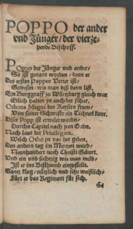 Poppo der ander und Jünger/ der vierzehende Bischoff.