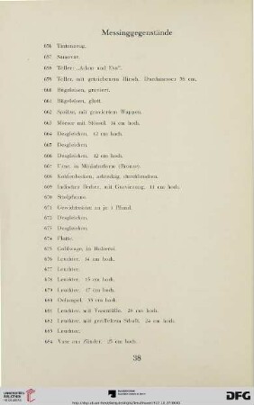 Messinggegenstände (Nr. 656-695)