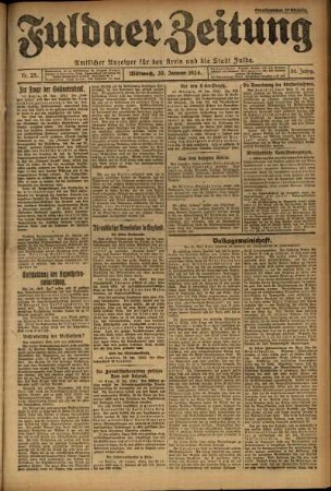 Erste Ausgabe vom Mittwoch, den 30. Januar 1924.