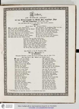 Lieder zum Gedächnis gesungen