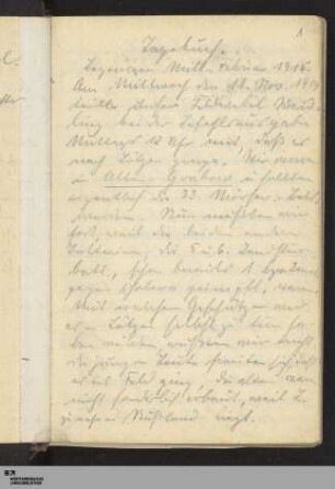 Tagebuch. Begonnen Mitte Februar 1915