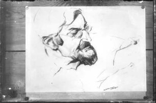Mein Mann : Mein Mann (Hans Richter). Kohlezeichnung mit Tusche (1938; E. Richter). Entstanden in Ankara