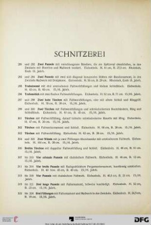 Schnitzerei (Nr. 291-417)
