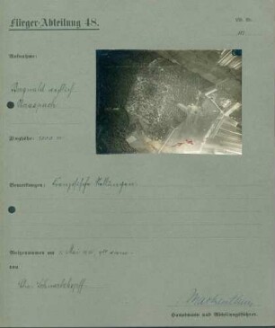 Foto französischer Stellungen am Bergwald westlich von Oberaspach (Luftbild)
