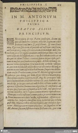 In M. Antonium Philippica Prima. Oratio XLIIII.
