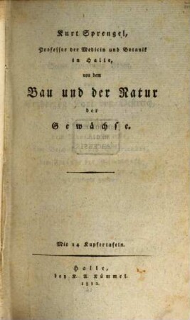 Von dem Bau und der Natur der Gewächse