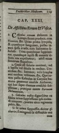 Cap. XXXI. De Affectibus Renum & Vesicæ. - Cap. XL. De Chlorosi.