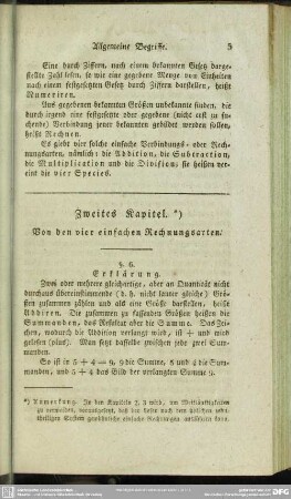 Zweites Kapitel. Von den vier einfachen Rechnungsarten