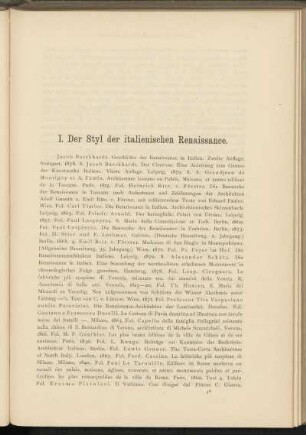 I. Der Styl der italienischen Renaissance.