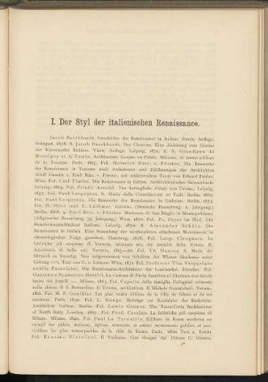 I. Der Styl der italienischen Renaissance.