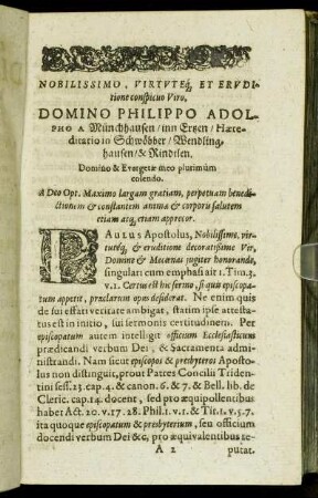 Nobilissimo [...] Domino Philippo Adolpho A Münchhausen [...]