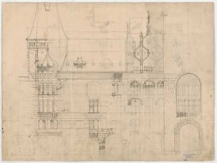 Thiersch, Friedrich von; Dresden (Sachsen); Rathaus - Hauptfassade (Teilansicht, Details)