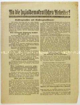Aufruf der KPD zum gemeinsamen Kampf aller Arbeiter im Zuge der Inflation 1923
