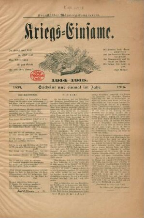 1.1916: Kriegs-Einsame