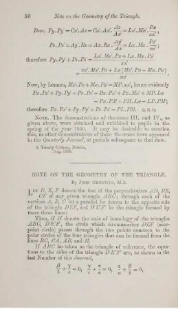 Note on the geometrical of the triangle.