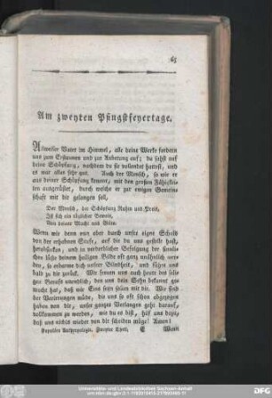 Am zweyten Pfingstfeyertage.