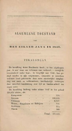 Algemeene toestand van het eiland Java in 1847