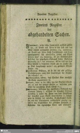 Zweites Register der abgehandelten Sachen