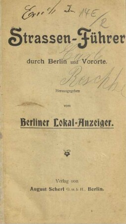 1901: Straßenführer durch Berlin und Vororte