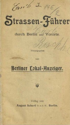 1901: Straßenführer durch Berlin und Vororte