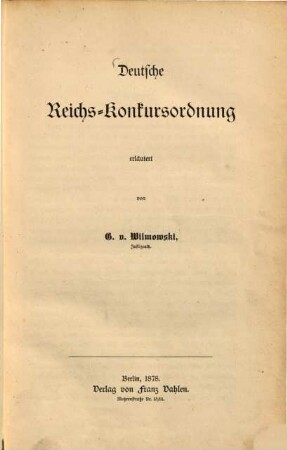 Deutsche Reichs-Konkursordnung