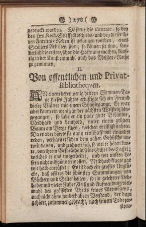 II. Von offentlichen und Privat-Bibliothequen.