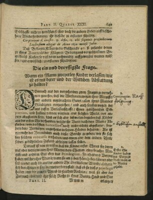 Die ein und dreyssigste Frage - Die Viertzigste Frage.