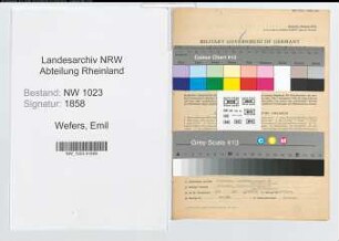 Entnazifizierung Emil Wefers , geb. 12.06.1894 (Verw.Inspektor)