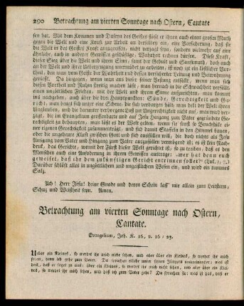 Betrachtung am vierten Sonntage nach Ostern, Cantate