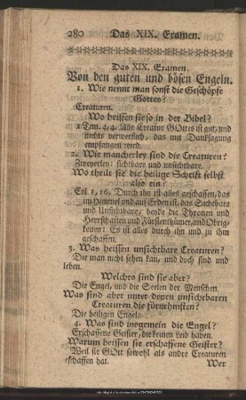 Das XIX. Examen. Von den guten und bösen Engeln