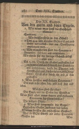 Das XIX. Examen. Von den guten und bösen Engeln