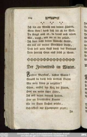 Der Zeitvertreib im Winter.