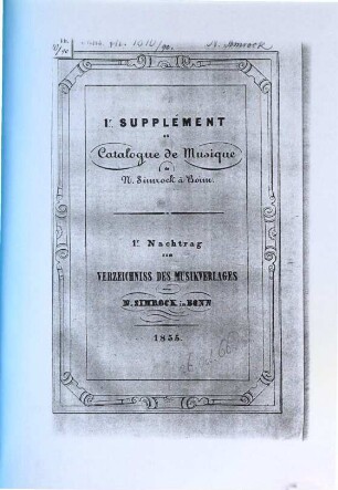 Catalogue de musique. [2], Supplement