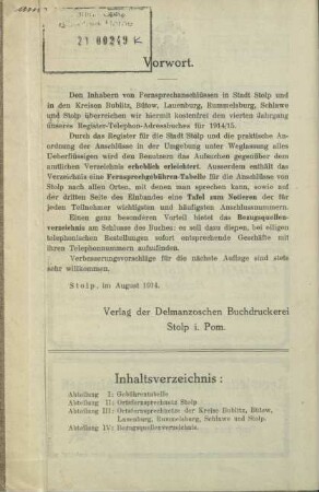 Vorwort/Inhaltsverzeichnis