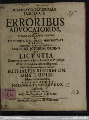 Dissertatio juridica de erroribus advocatorum