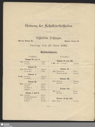 Ordnung der Schulfeierlichkeiten