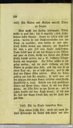 145. Die Raben und Krähen mittelst Düten zu fangen