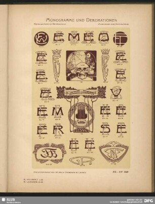 Adels-Monogramme mit Krone, Dekorationen [Allgemein, Schilder], Embleme [Gesang]