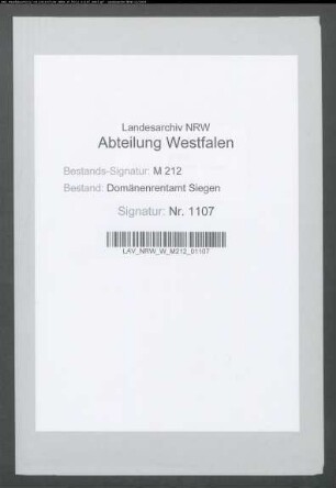 Etat der Domäne Drolshagen.