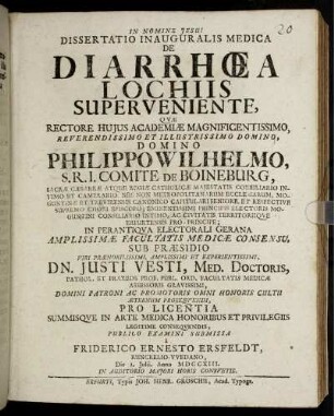 Dissertatio Inauguralis Medica De Diarrhœa Lochiis Superveniente
