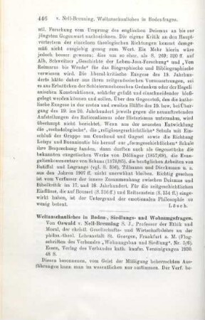446-447 [Rezension] Nell-Breuning, Oswald von, Weltanschauliches in Boden-, Siedlungs- und Wohnungsfragen