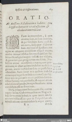 Oratio Ab Auctore Villaebraximae habita : qua Ligistas hortatur ut ad officium & obedientiam redeant
