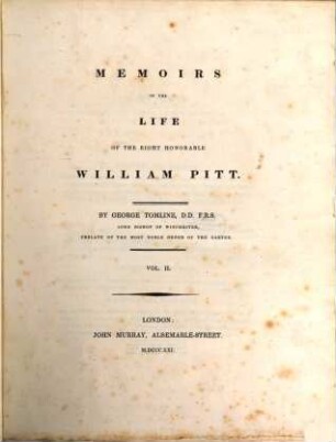 Memoirs of the life of the Right Honorable William Pitt. 2
